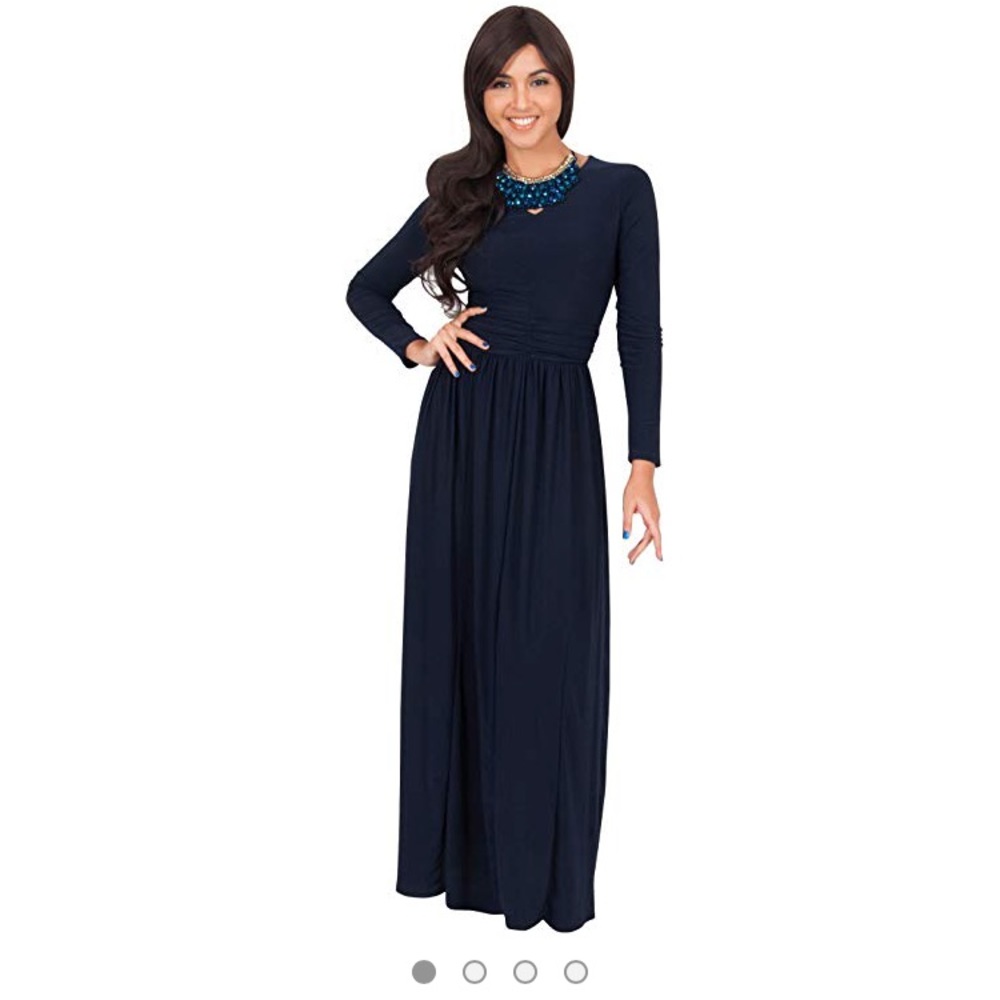 Navy Empire Waist Evening Dress
